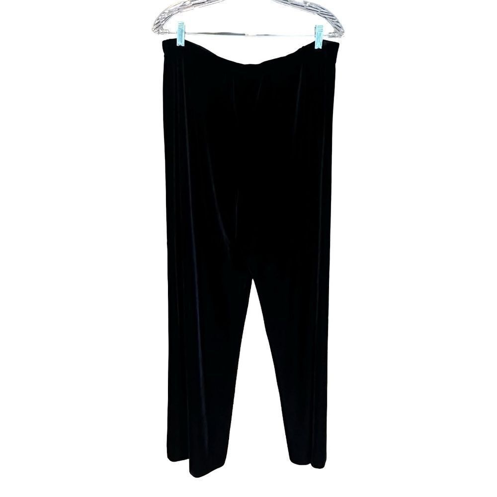 Alex Evenings Women's Black Velvet Flowy Pull On Pants Elastic Waist Size XL